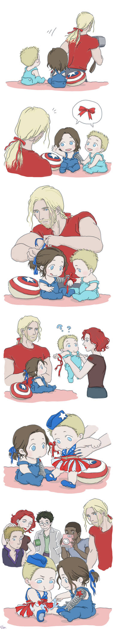 Steve and Bucky babies: Ribbon