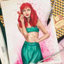 Red fire girl painted in watercolour