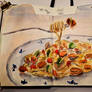 Day 46: Pasta with mussels in watercolor