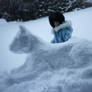 My dear cat in snow