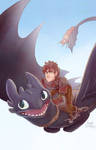 Toothless and Hiccup by aerettberg