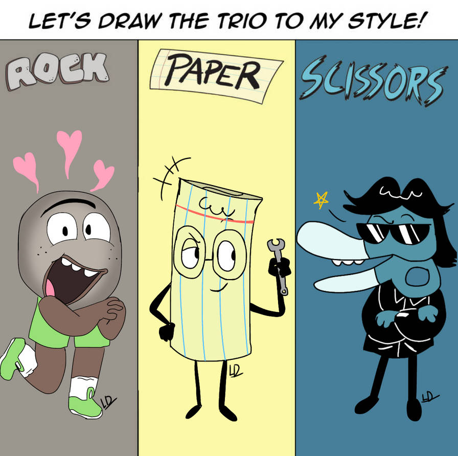 Rock paper scissors in my style!! ^_^ by RAygunMrK2 on DeviantArt