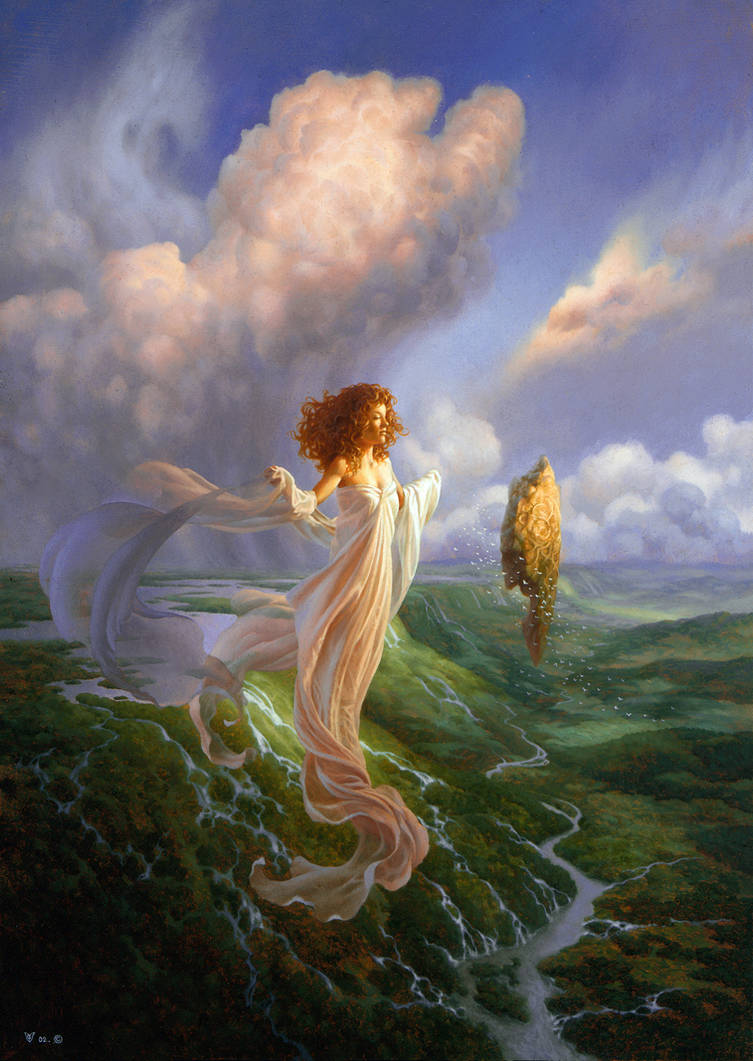 Зачарованный ветер. Ильматар богиня. Christophe Vacher художник. Кристоф Вачер картины. Богиня Ильматар Калевала.