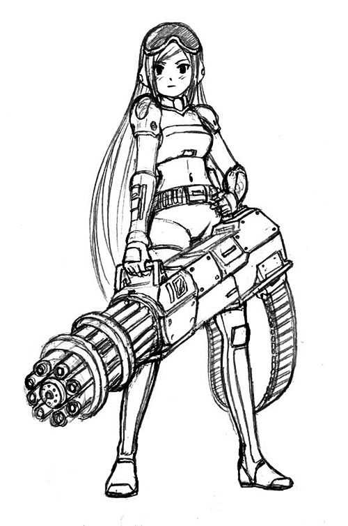 Gatling Gun Girl sketch