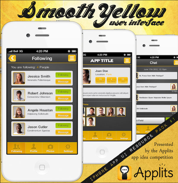 Free iPhone User Interface - Smooth Yellow