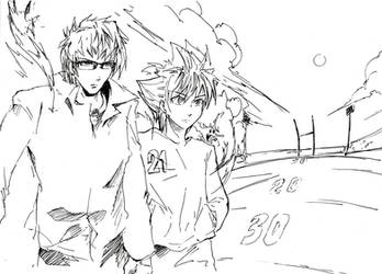 Akaba and Sena sketching