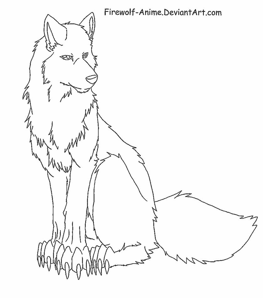 Sitting Wolf LineArt by Firewolf-Anime on DeviantArt