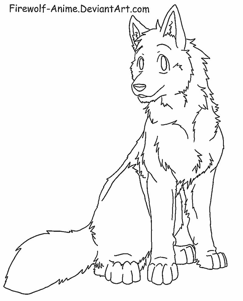 Wolf Sit Lineart