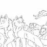 Wolf Pack of 8 Line Art