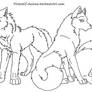 Three Wolves Lineart