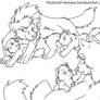Small Wolf Family Line Art