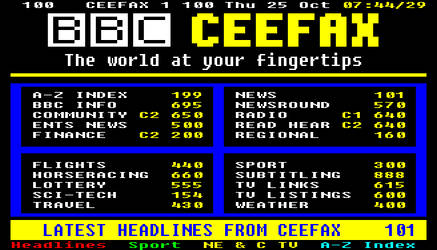 Ceefax 2012 revamp (mock) - Index