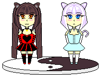 Chocola and Vanilla in pixel art