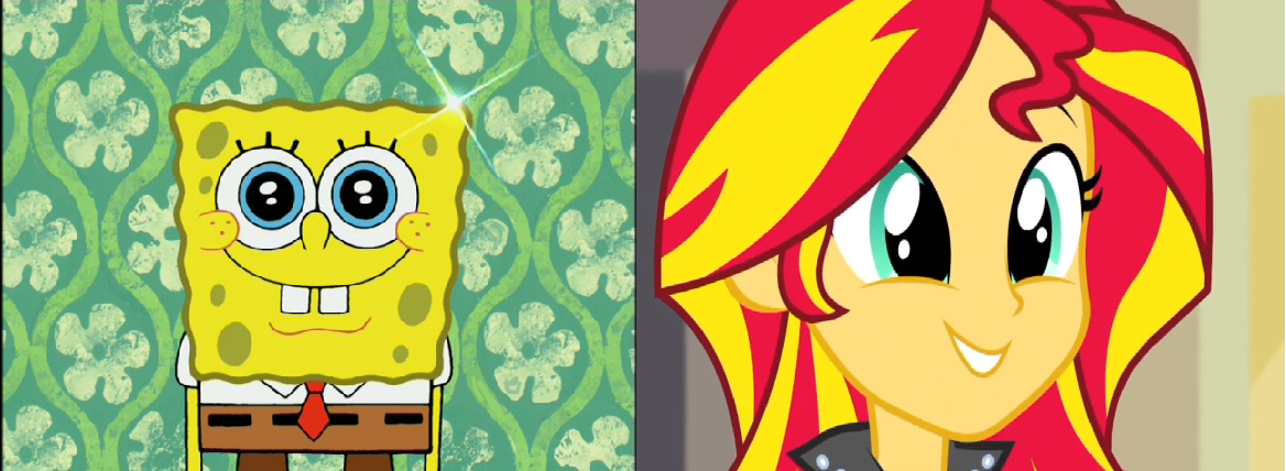 Spongebob and Sunset Shimmer Cute Smile