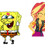 Sunset Shimmer Fry Kiss To Spongebob