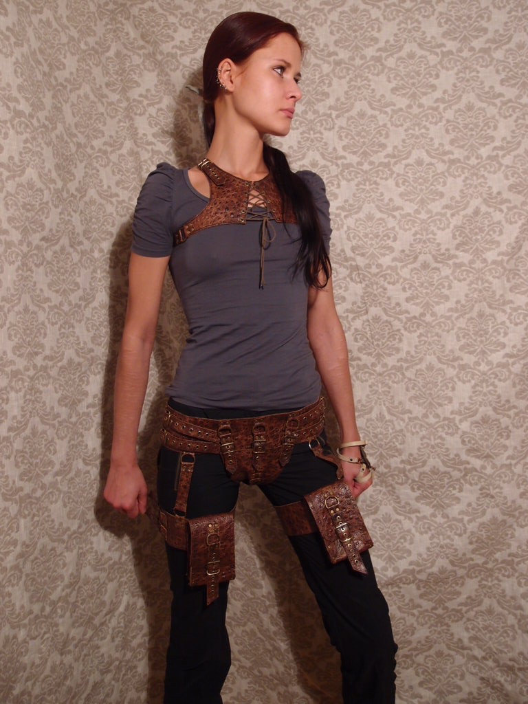 Steampunk leather harness and belt