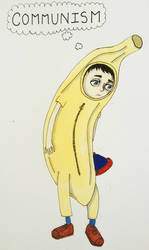 stan in a banana suit thinking about communism