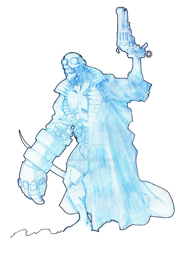 Hellboy blueline sketch