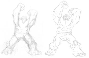 retro HULK pencil progression