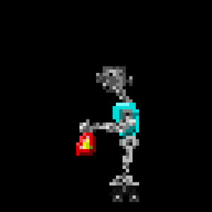 Robo 80 with flamethrower- pixel art gif animation