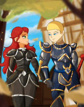 GNG OCs Akane and Ryota in Armor by Revov-drawings