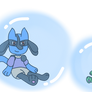 Lucario and Eevee Bubbled