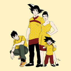 Sangoku family wearing african printed textile - 1