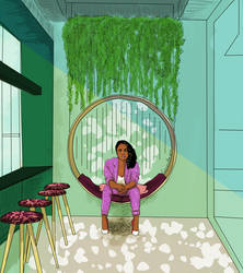 exercice - interior design sketch and woman