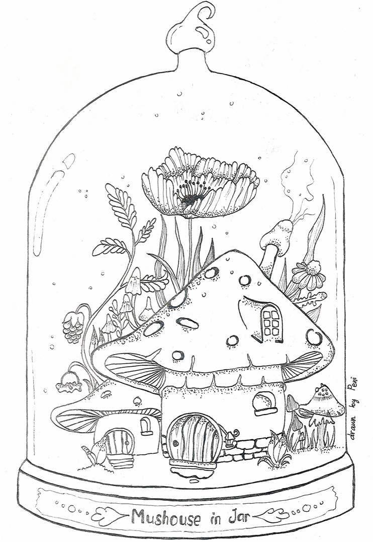 Mushroom Fairy House Free Lineart Coloring Page by Peniirmawati on DeviantArt