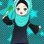 miku in hijab + baju kurung