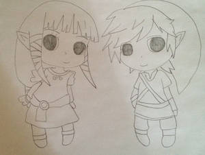 Link and Zelda chibi