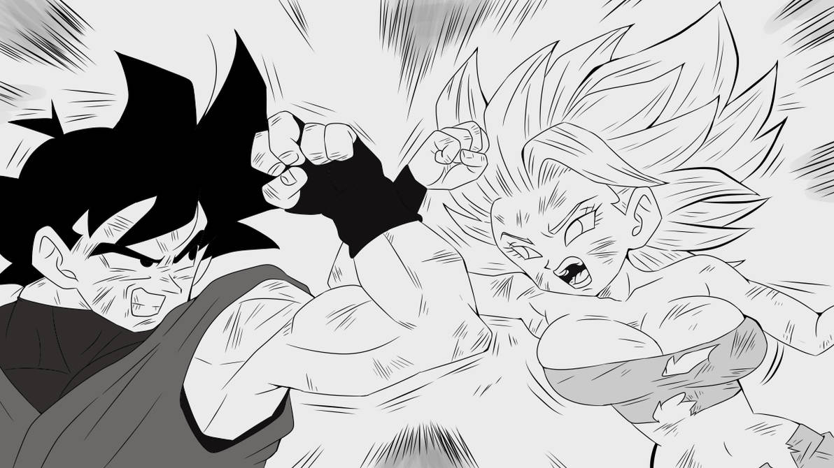 Goku JR VS Caulifla DBSC by AokuStory on DeviantArt