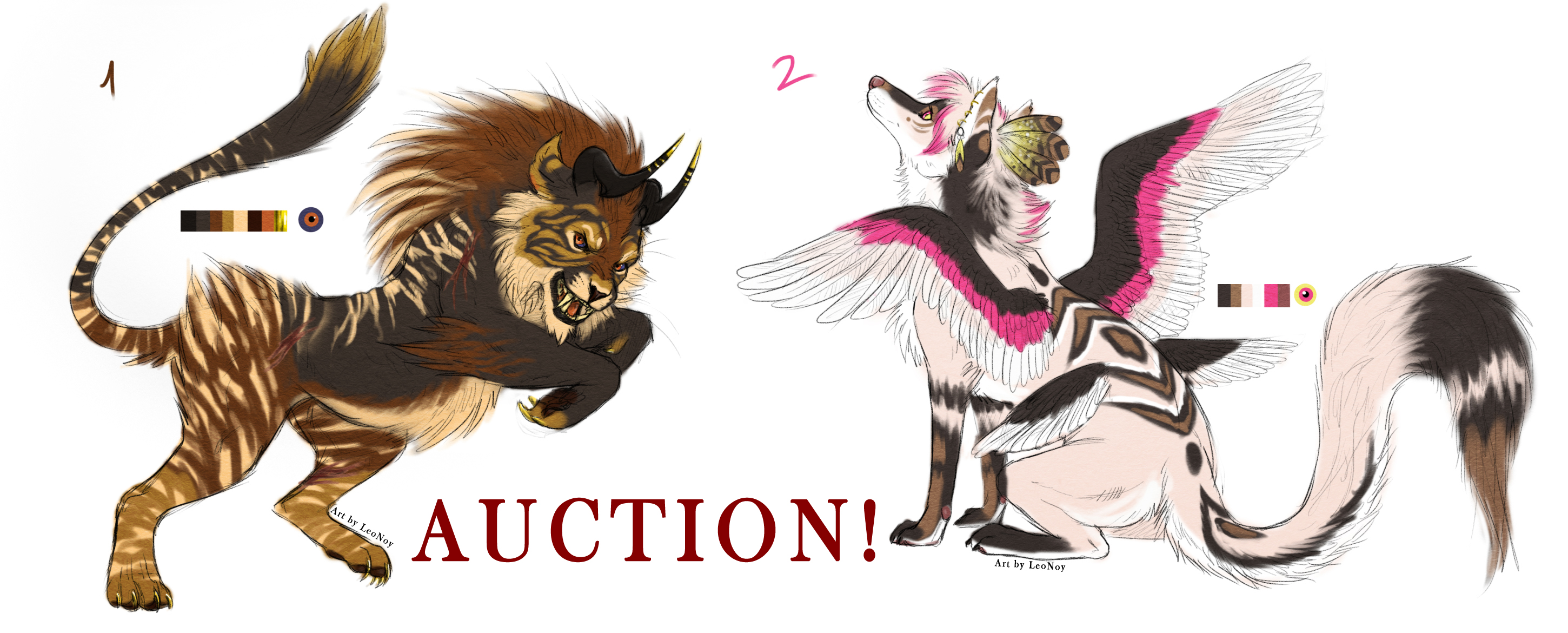 Demon Tiger and Winged canine AUCTIONS- CLOSED