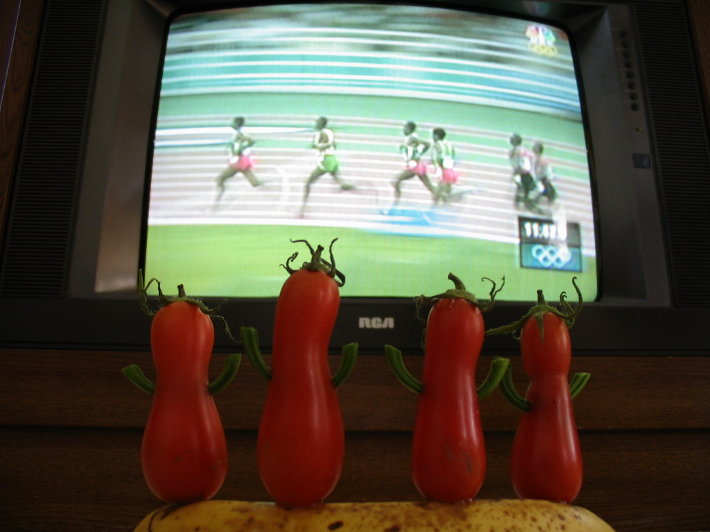 Tomatoes watch the olympics