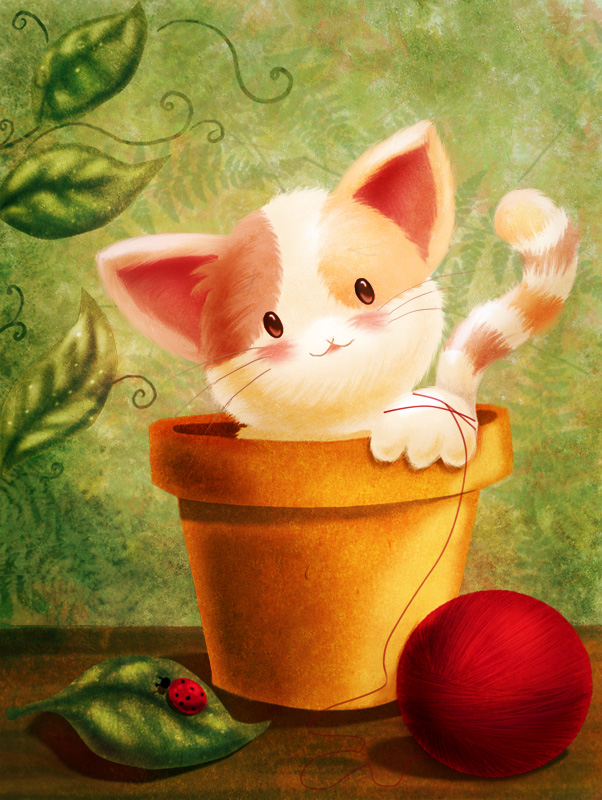 Kitty in a flowerpot