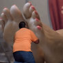 Playing with her feet