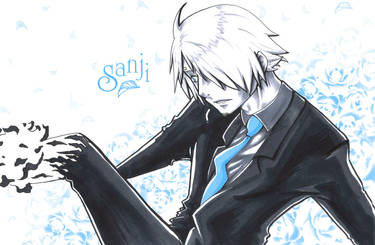 Sanji in blauen Rosen