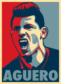 Sergio Aguero in Obama HOPE Style Poster
