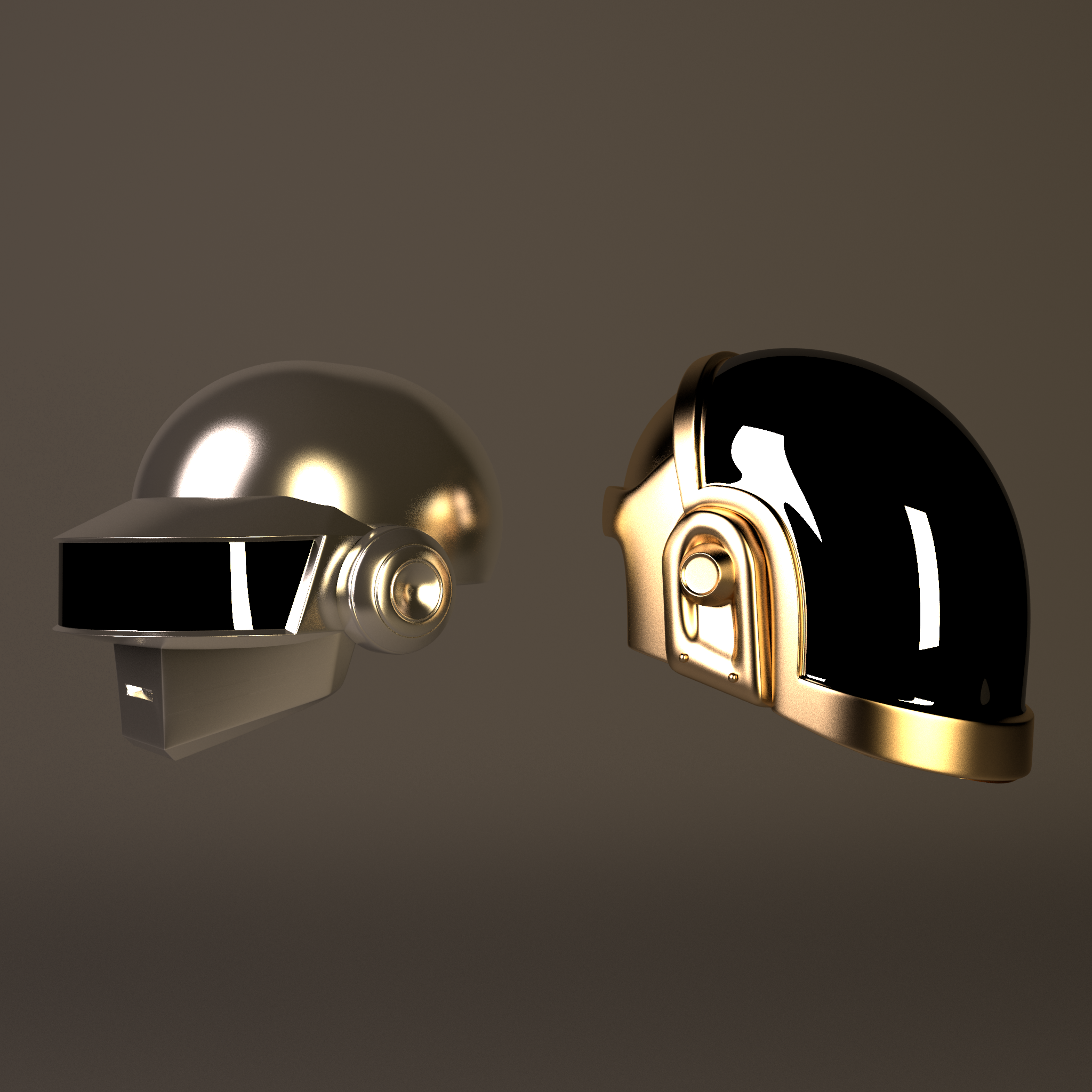 Gold And Grey Daft Punk Helmets 2