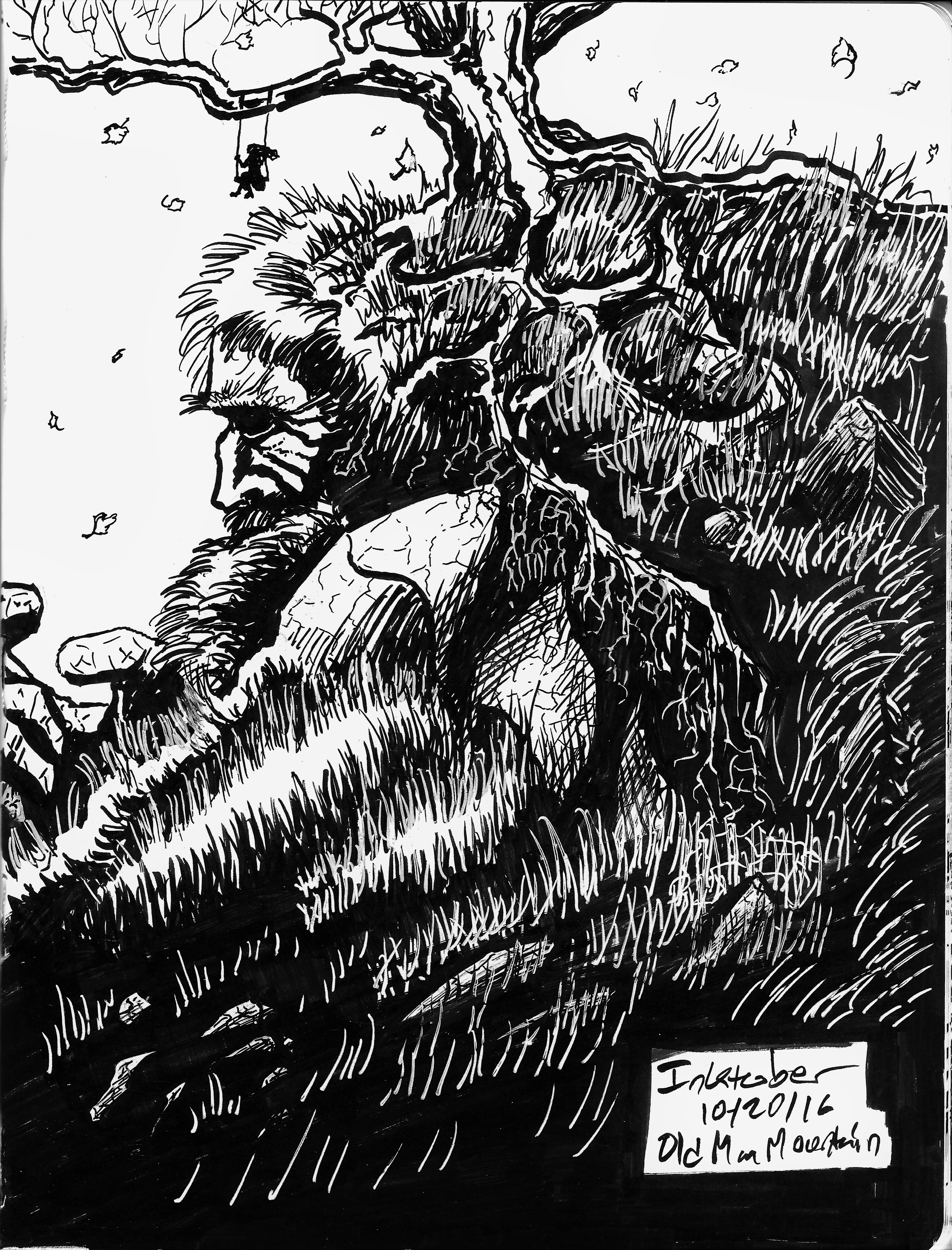 Inktober 10 20 16 Old Man Mountain by Callego