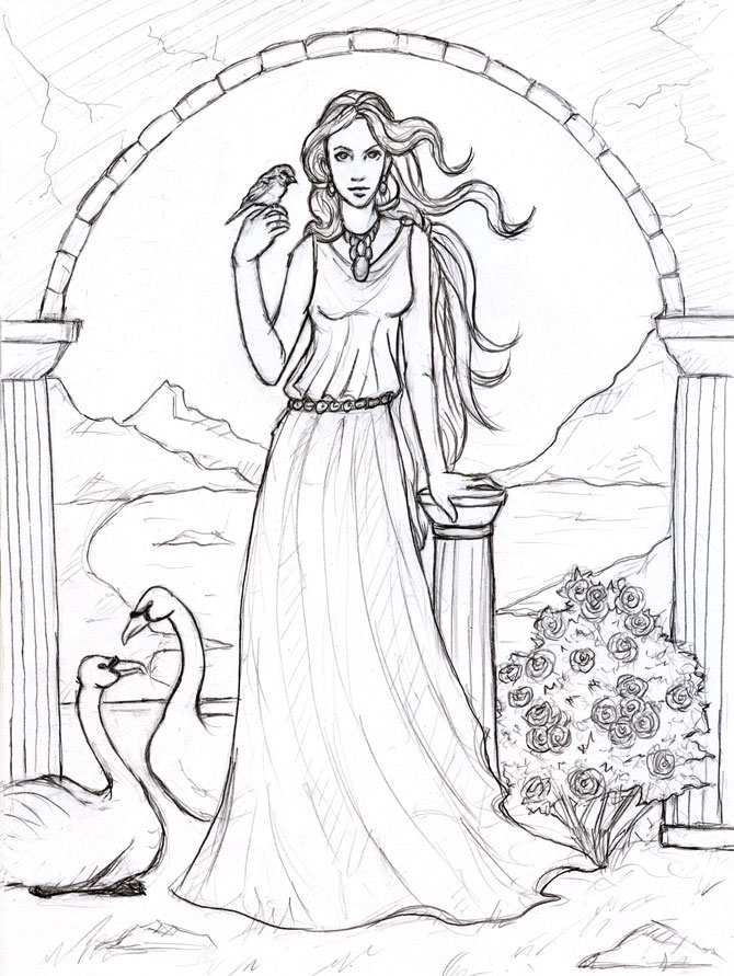 greek goddesses aphrodite drawing
