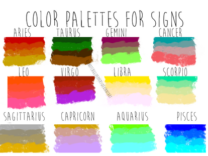 Color palettes for zodiac signs