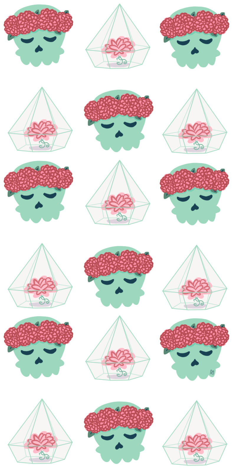 Skull And Flower Pattern