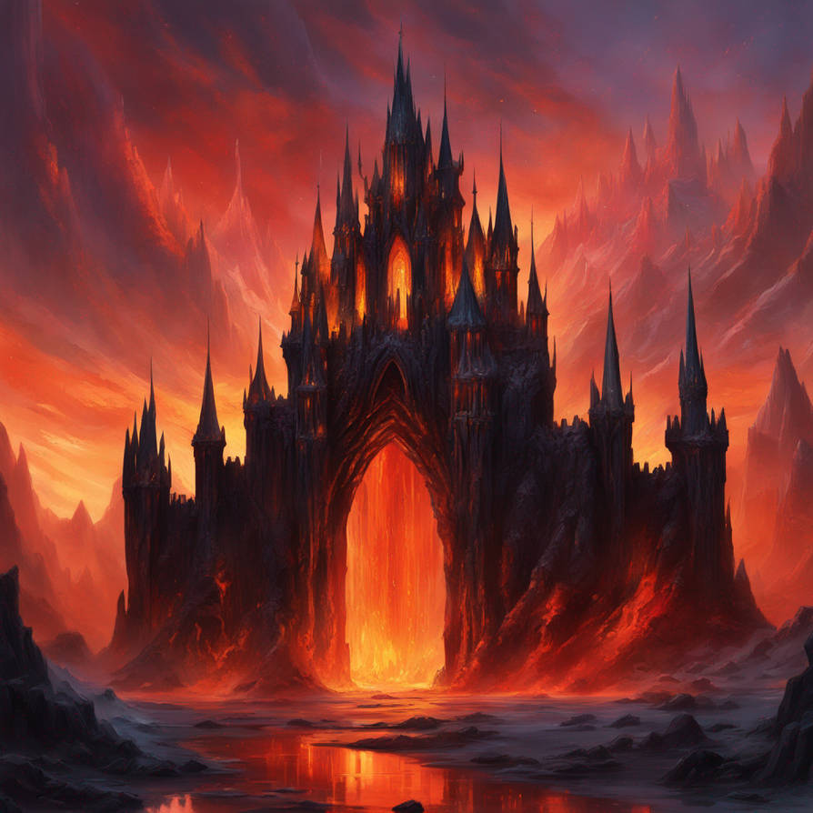 Throwing Rocks Castle A grand, towering castle made of molten rock and g by pickoong on ...