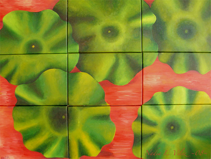 Green Leaves on Red by fieryfae