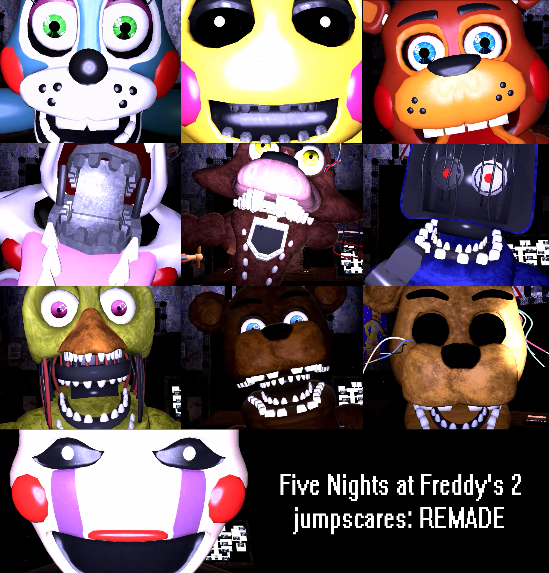 Five Nights At Freddy's 2 JUMPSCARES (FNAF 2 All Jumpscares) [HD