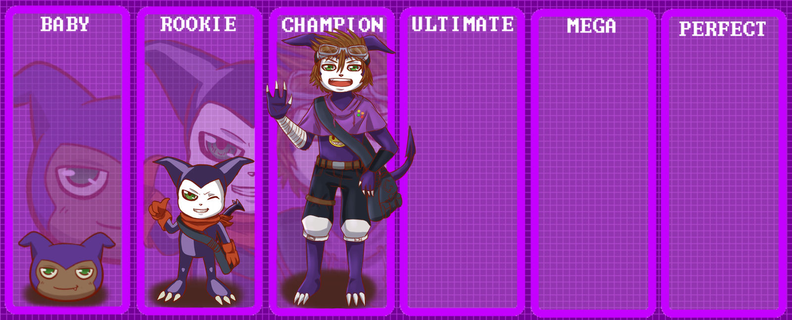 DigiRangersTakeru (Impmon) Evo Chart by ZephyrLightningheart on