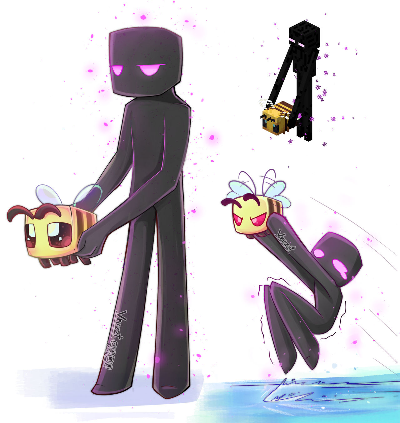 MINECRAFT ENDERMAN AND MINECRAFT BEE by hocus-pocus -- Fur Affinity [dot]  net