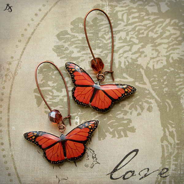 Red butterflies earrings