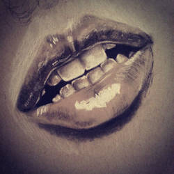 Lip study (black/white charcoal on toned paper)